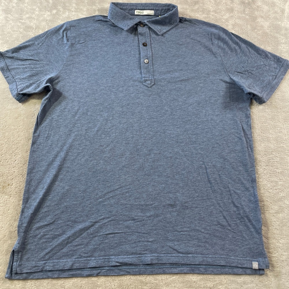 tasc Everywhere  Polo Shirt Mens Large Blue Performance Bamboo Stretch Casual